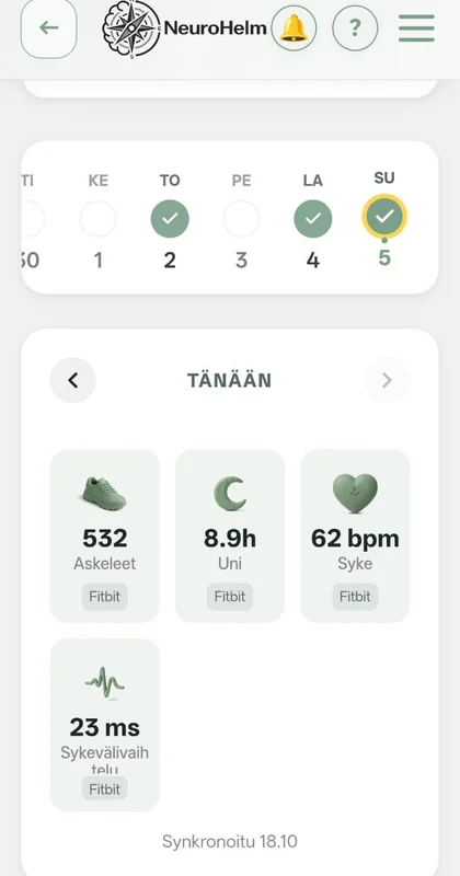 Wearable sync with steps, sleep, heart rate and HRV